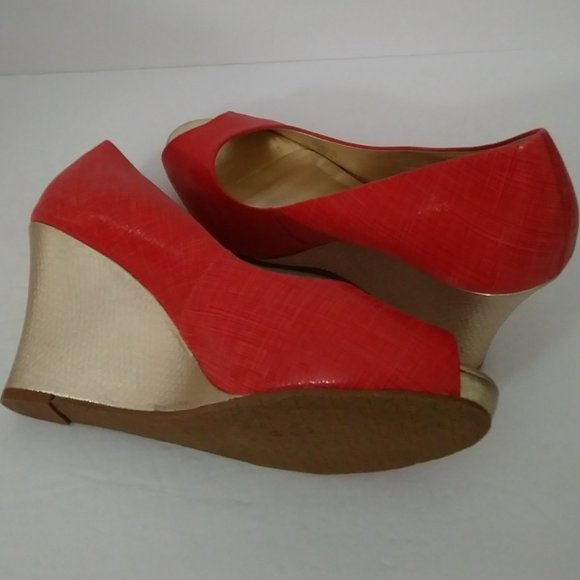 Lilly Pulitzer Orange Wedge Shoes Size 8.5 - Picture 6 of 13